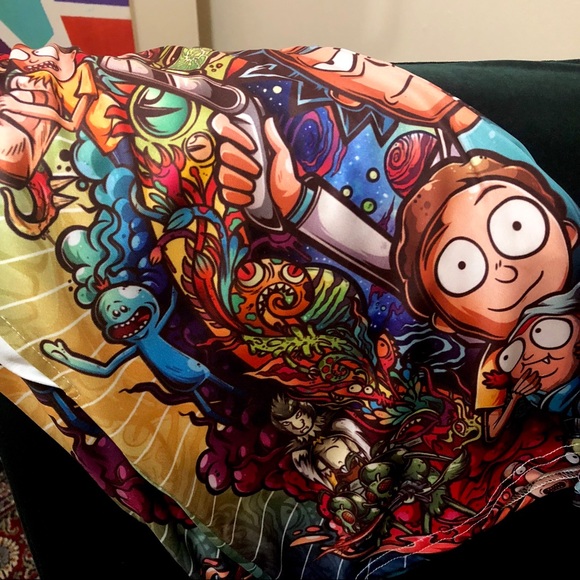 Rick & Morty Rave Festival Shorts Swim Athletic - Picture 3 of 4